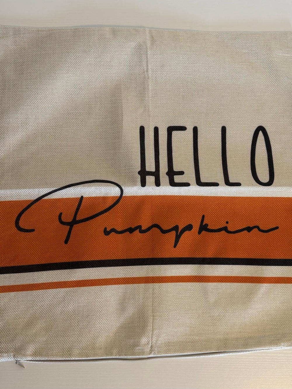 Hello Pumpkin Accent Pillow Cover in Beige and Orange